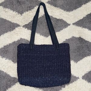 Blue woven corn husk purse
